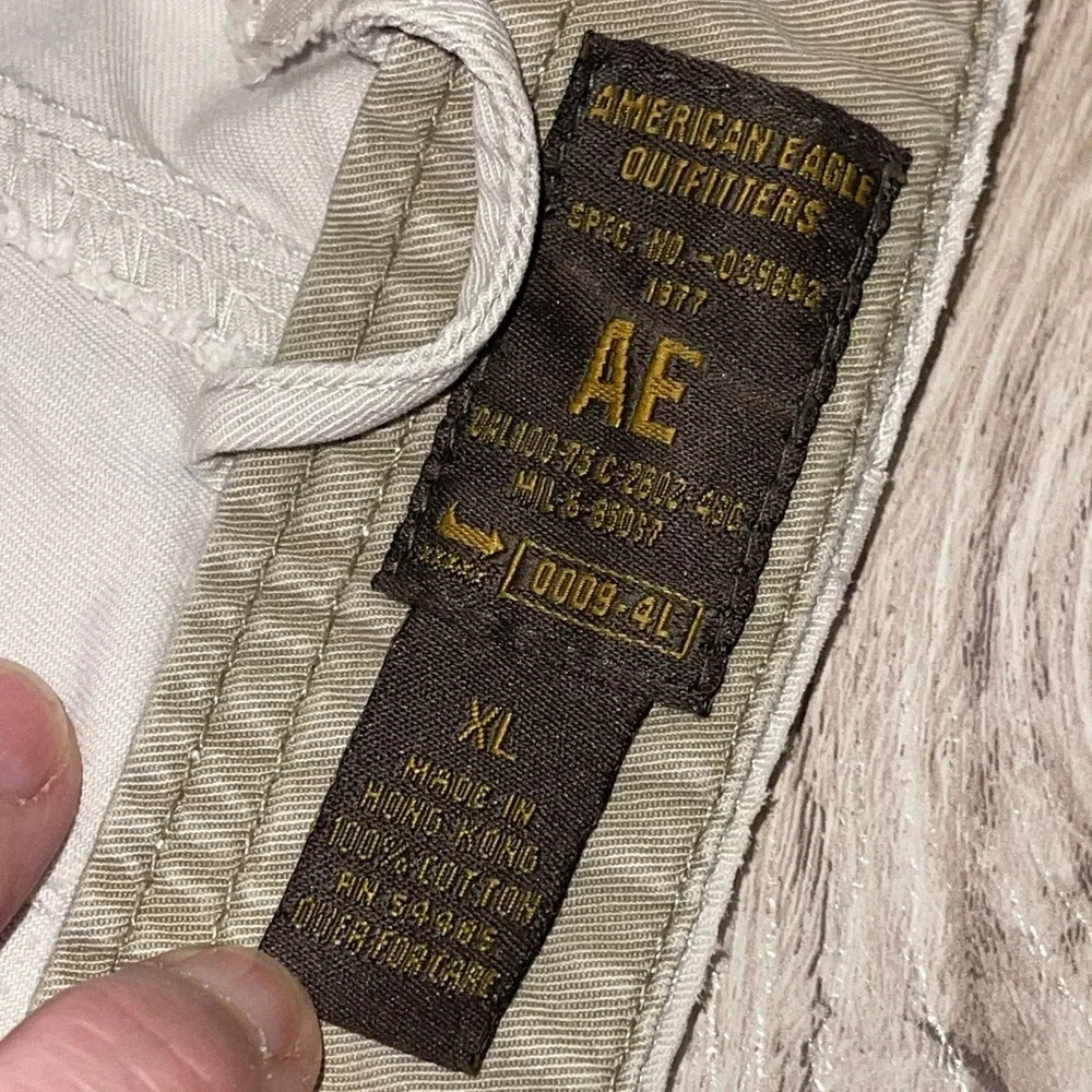 American Eagle Mens XL Beige Cotton Cargo Pants Drawstring Trousers 38x28